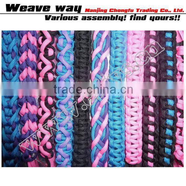2015 design bright color led braided dog paracord leash