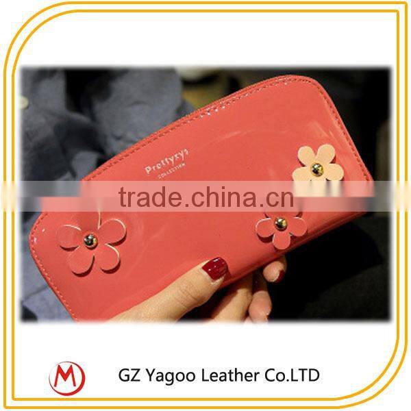 High Quality Fashion Women Lady leather travel wallet with flower