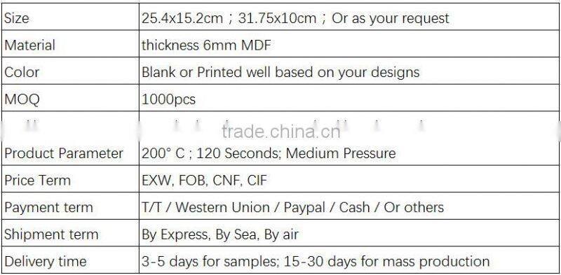 Sublimation Blank MDF Door Plaque For heat press