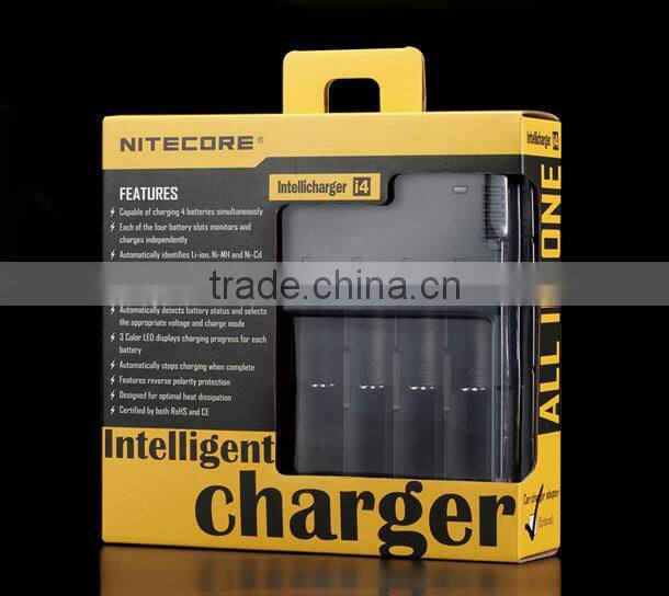 Authentic Nitecore i4 12 volt ROHS battery charger Intellicharger new technology car portable charger for e cig battery 4 BAY