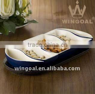 Procelain round chip and dip platter