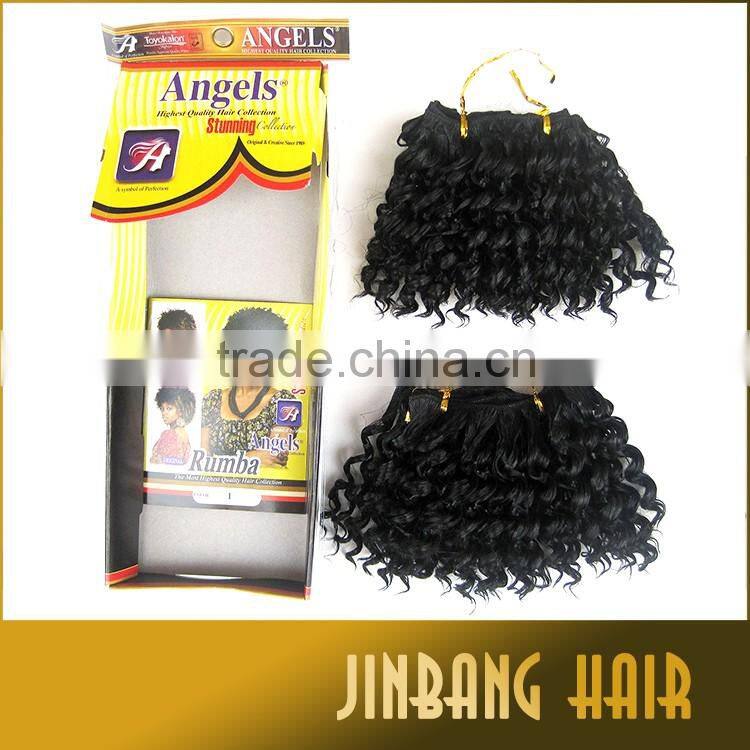 2016 innovative private label 4inch Angels stunning rumba hair synthetic afro kinky hair weft