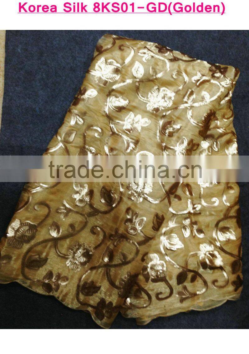 Ladies new fashion Korea silk summer dress 2015 silk base lace closure Korean lace