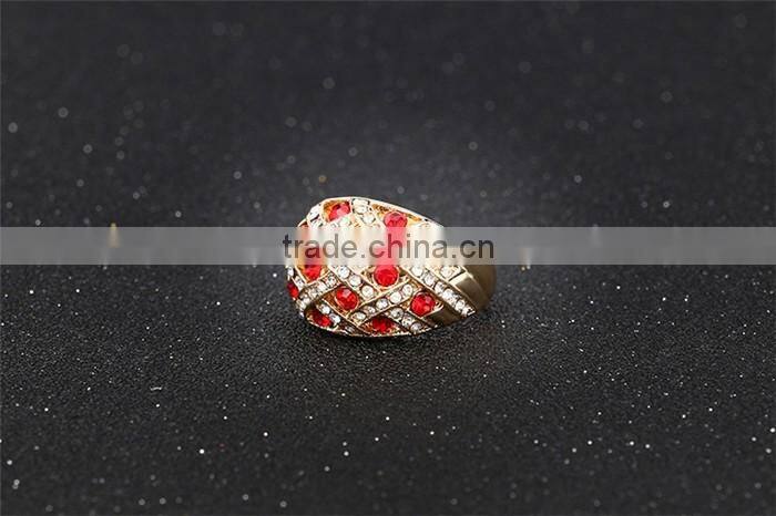 Factory wholesale less than 1 dollar jewelry zinc alloy full jewelled rose gold ring