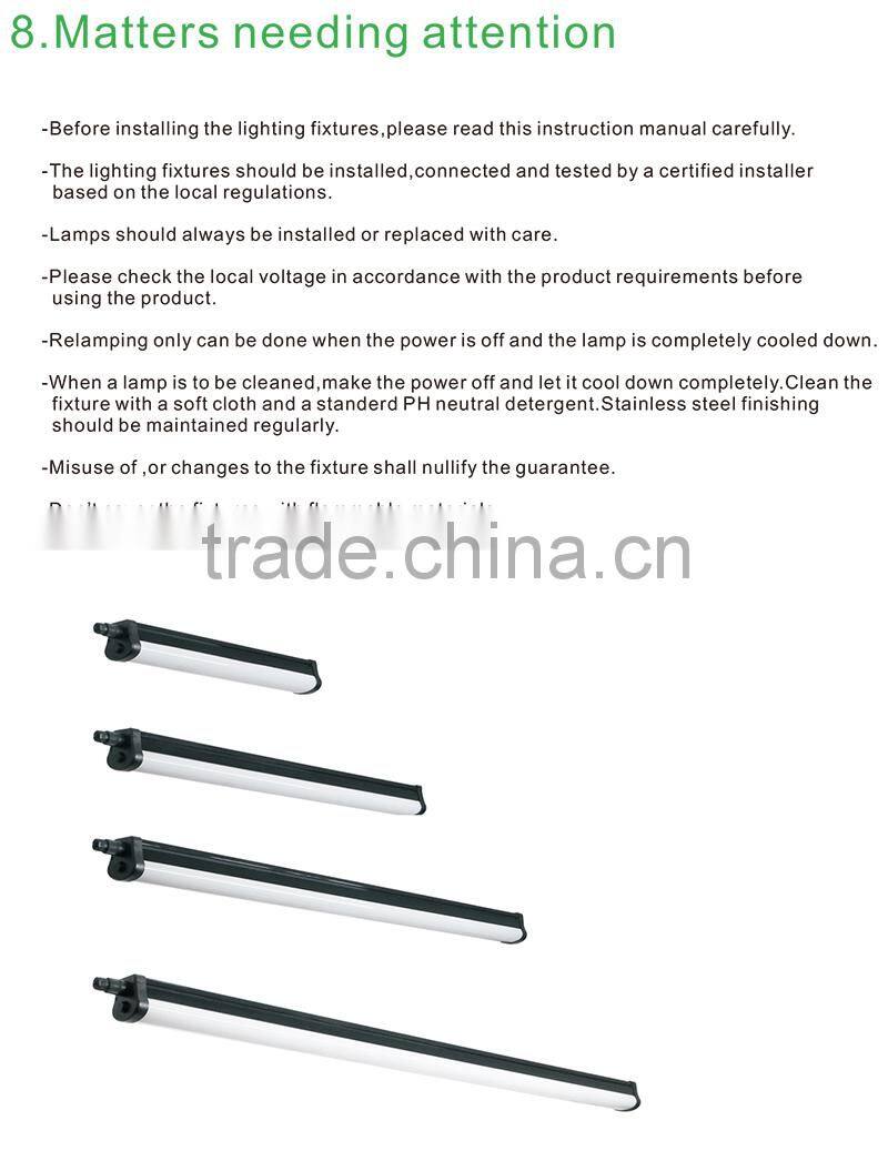 IP65 PF>0.9 Length 1200mm 3600-3700lm SMD 2835 40W LED Tri proof Light