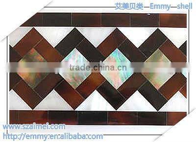 Pen seashell and black mother of pearl mosaic tile waist line