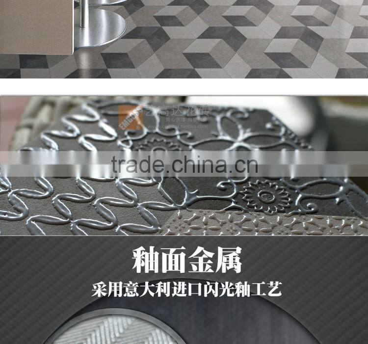 EMBOSS 100*200*175mm grey color hexagon tile porcelain mosaic floor tile