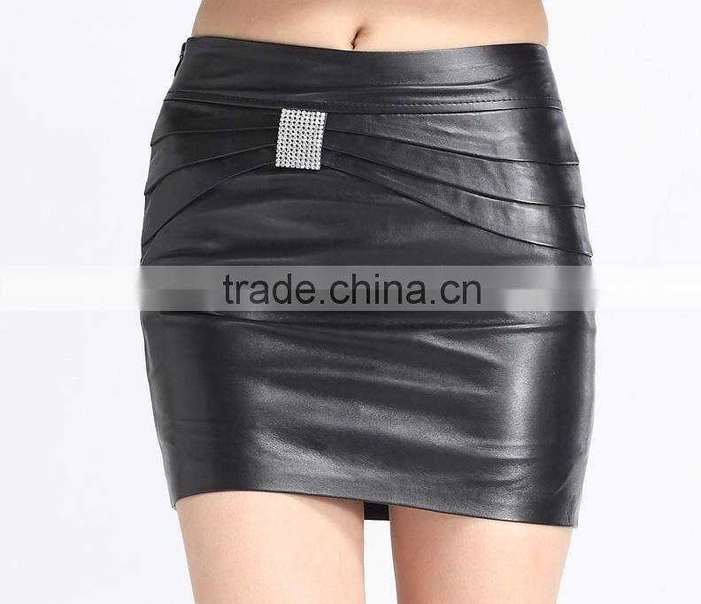 Simply style leather sexy short skirt