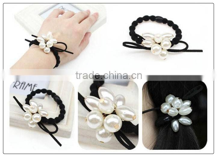 Fancy covered peals elastic hair bands for slale