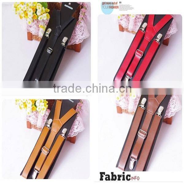 High Quality Leather Suspender With Metal Clips For Men