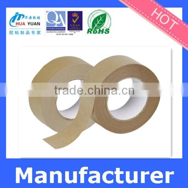 Strong initial adhesion white wood fiber reinforced kraft paper tape