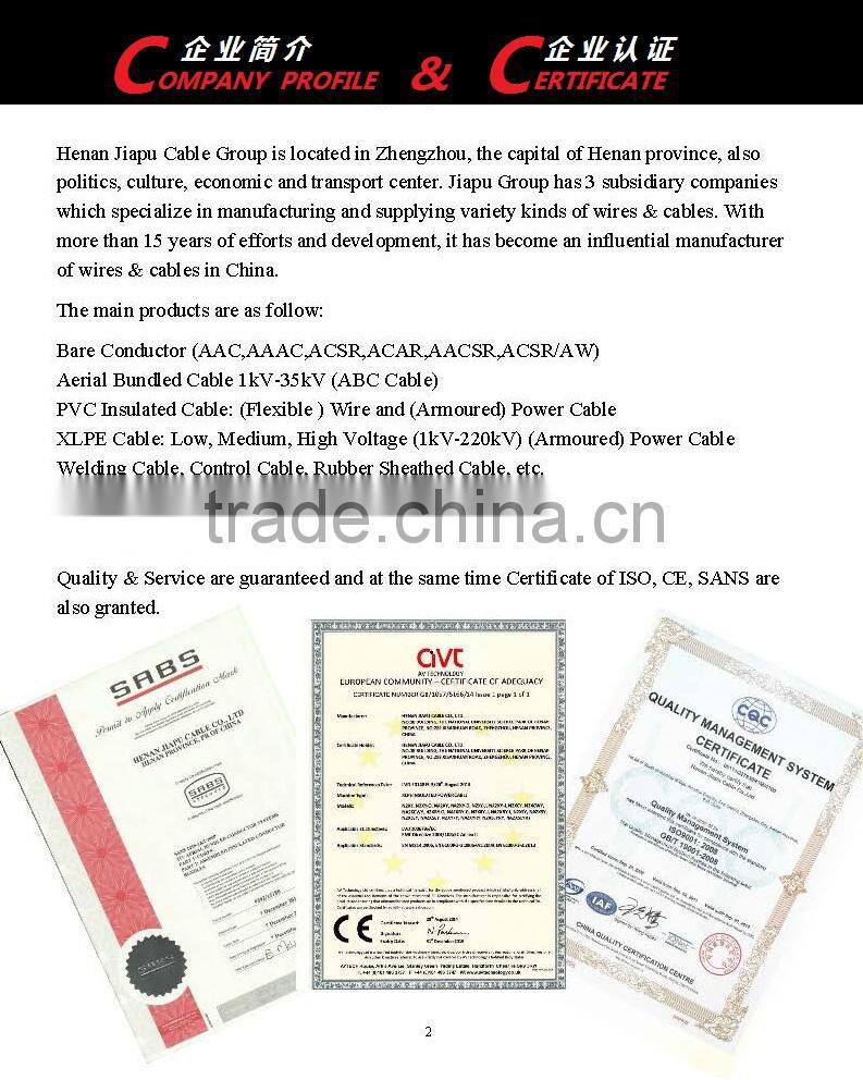 Factory Price PVC Cable 3x6mm For Sale