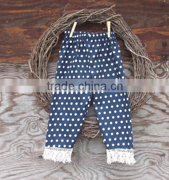 2016 new arrival blue polka dot top stripes pant cotton cute Boutique Girls Dress pretty baby girl cotton girls outfits