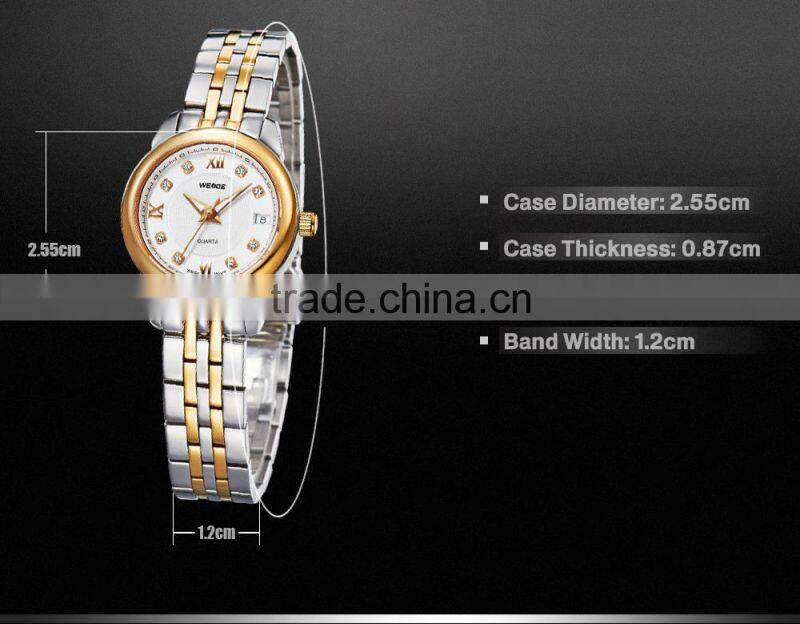 2014 trendy New WEIDE Waterproof Fashion quartz woman classic watch ladies gold bangle watches latest design brand