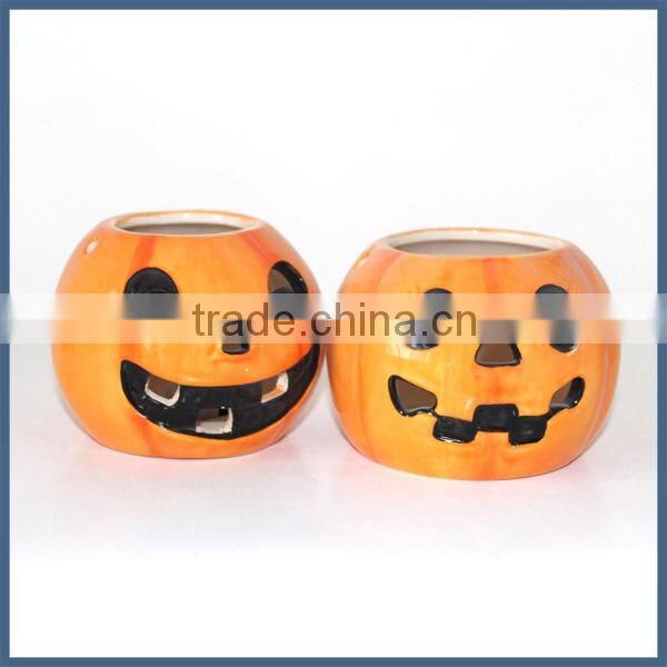 Happy halloween decorative ceramic pumpkin candle jar