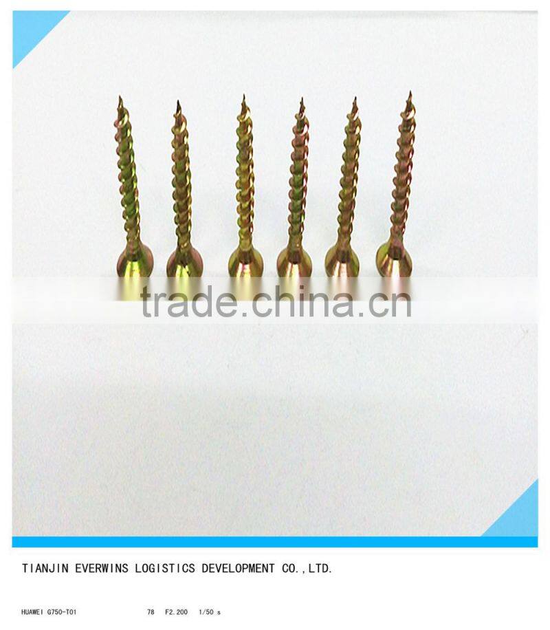 Yellow Zinc Galvanized screws Pozidriv head Fine thread Drywall screws