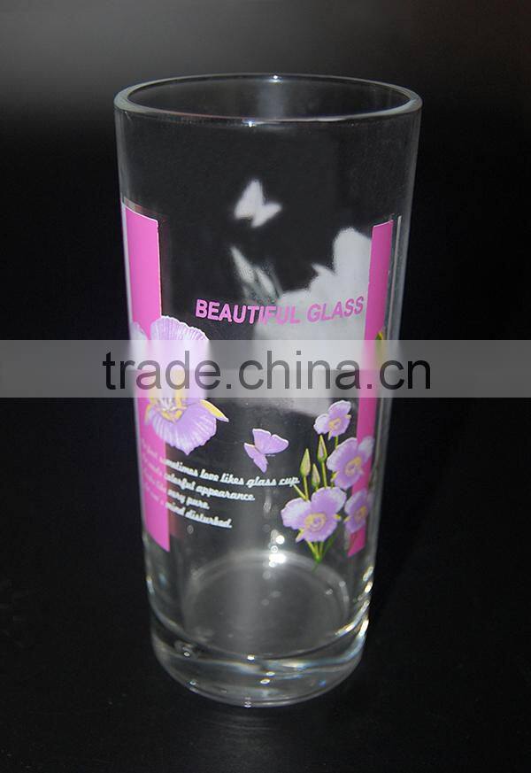 machine press glass flower decal water juice tumbler cup