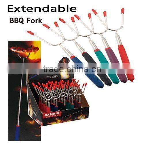 Retractable Non-slip handle Hot Dog & BBQ Fork