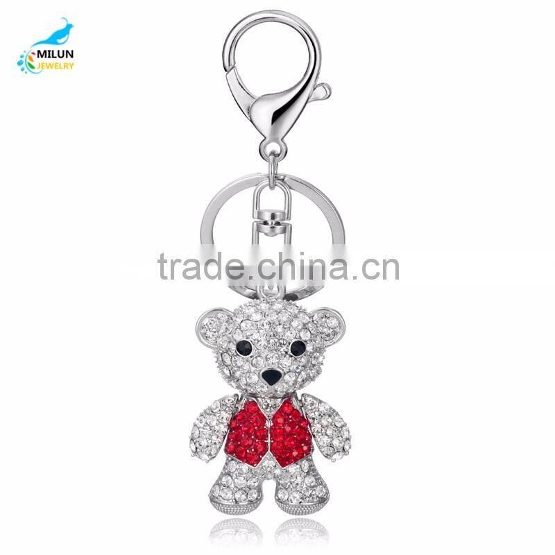 Custom made alloy opal crystal doll bears keychain