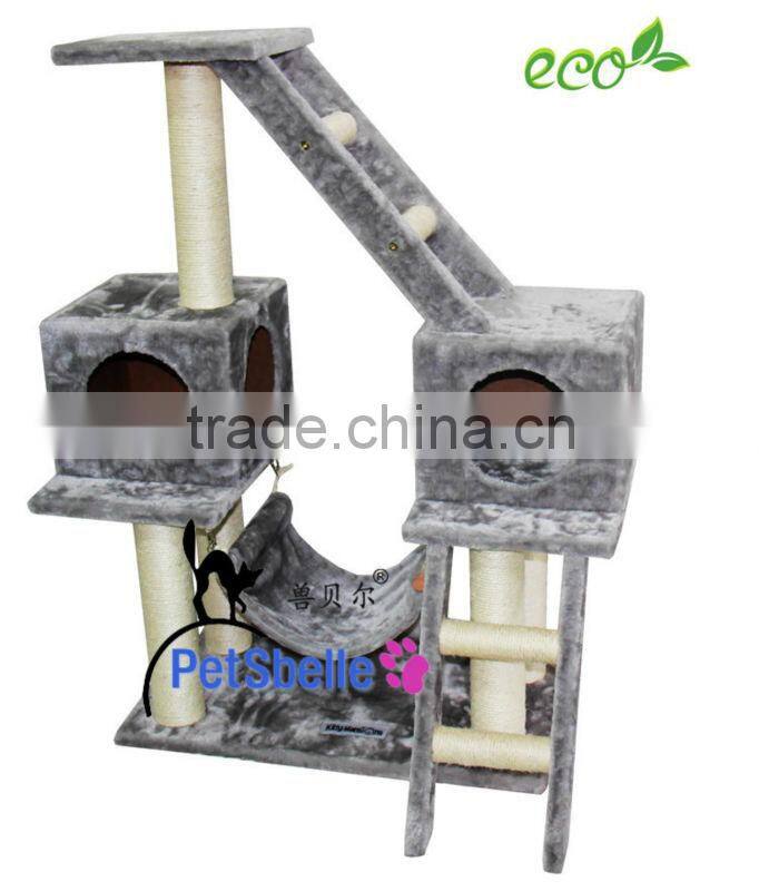 Good quality cat product with stair and hammock toy cat tree made in China
