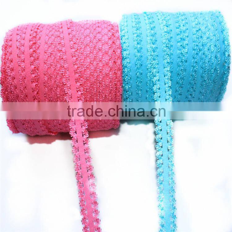 Hot sell 3-4 frilly elastic band, FOE hair elastic ties , lace elastic hair bands for baby