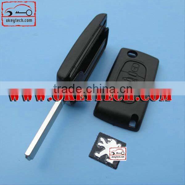 OkeyTech Peugeot 3 button 307 remote key case with trunk button no battery place without groove blade for Peugeot 307 key case