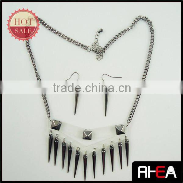 Acrylic Chassis with Rivet Accessory Earring And Necklace Jewelry set