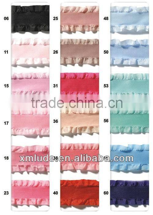 cheap satin double ruffle ribbon