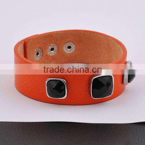 Stainless Steel Wholesale Accessory Leather Bracelet(GB10419)