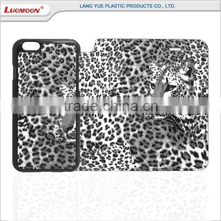 hot selling two card slots leopard separable flip leather case for iphone 7 6 6s