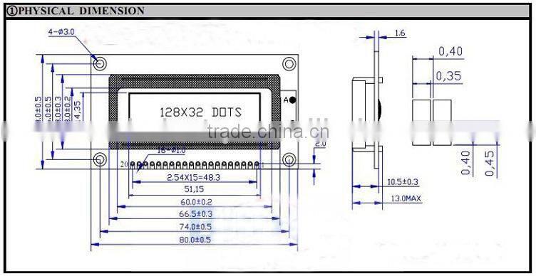 Blue / yellow / green/white screen black colour 12832F 128*32 Dots 3.3V or 5V LCD Screen Module