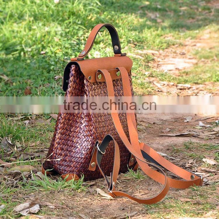 2016 New cheap straw bag ladies handbag thailand straw bag for women light straw backpack