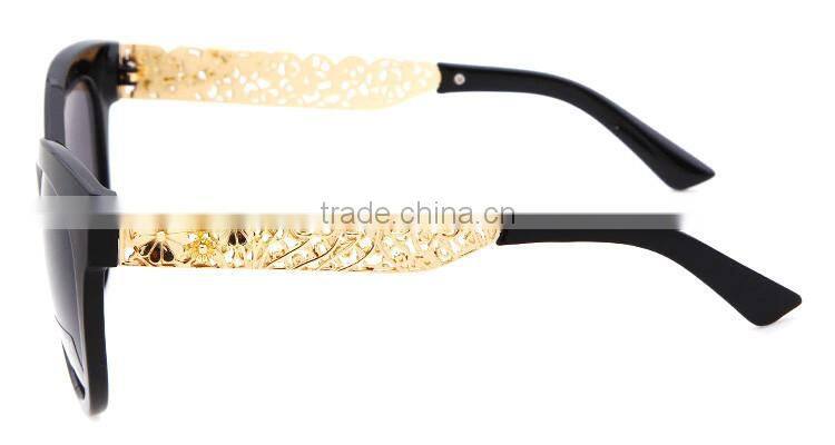 Fashion Women Cat eye PC frame with Metal flower Temples Roller Blank Bolle Sunglasses