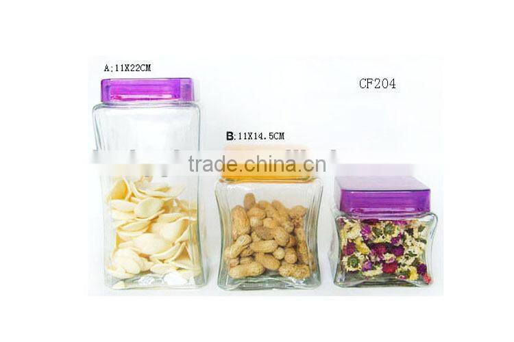 3sizes pedestal glass candy jar with easy open cap