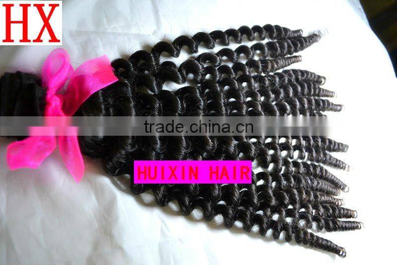 100% human Natural virgin Malaysian spiral hair extensions weave free shipping