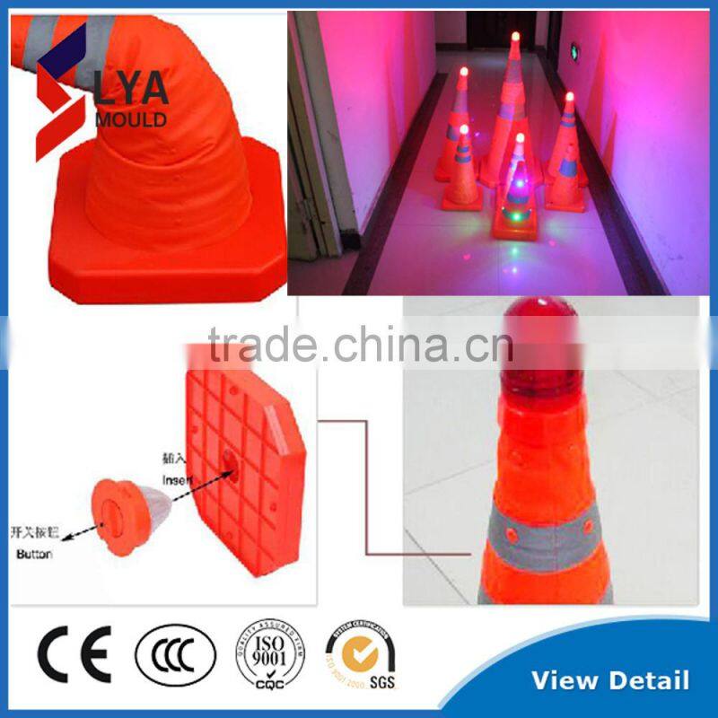 led traffic cone with top warning light flashing light