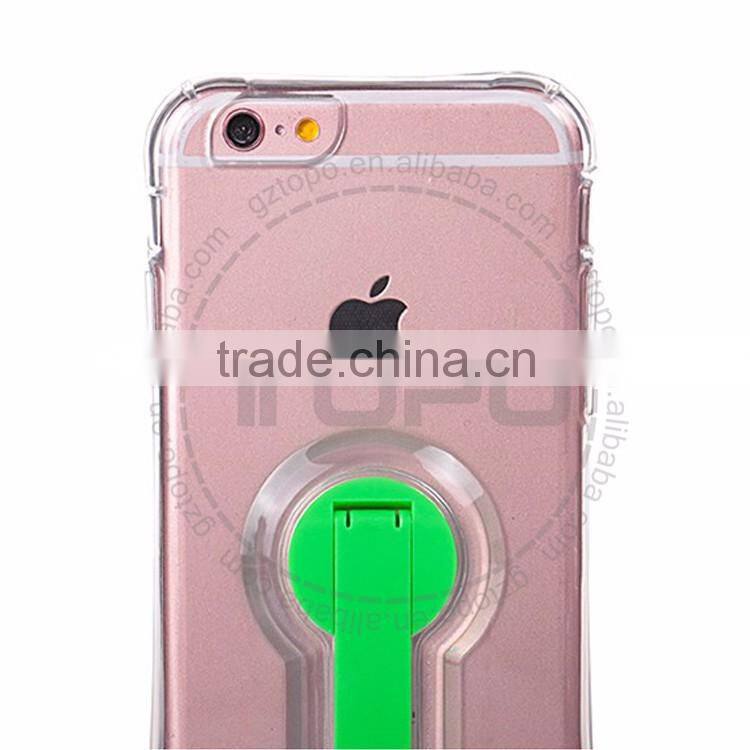360 degree Round plastic bracket Transparent tpu back cover cell Phone accessory case For apple iphone 6 6S plus