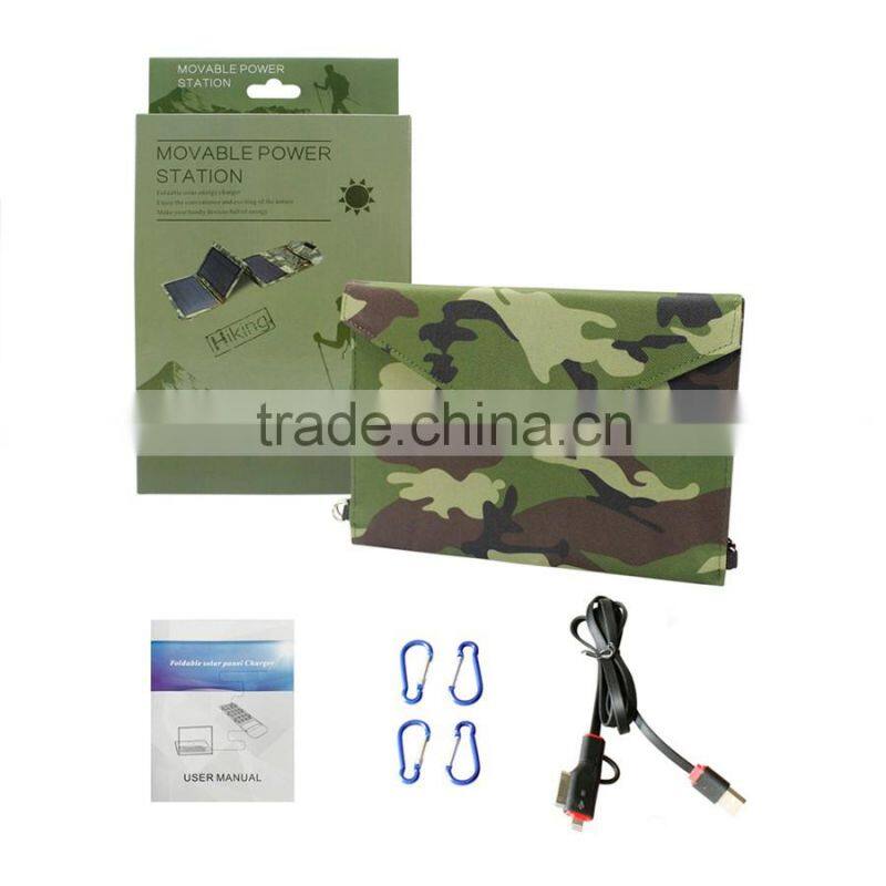 Factory hot selling 7W backpack solar panel battery charger, waterproof solar mobile charger