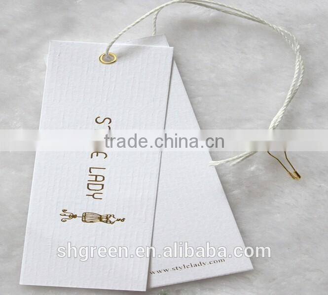 Pure white matte paper swing tag with safely pin
