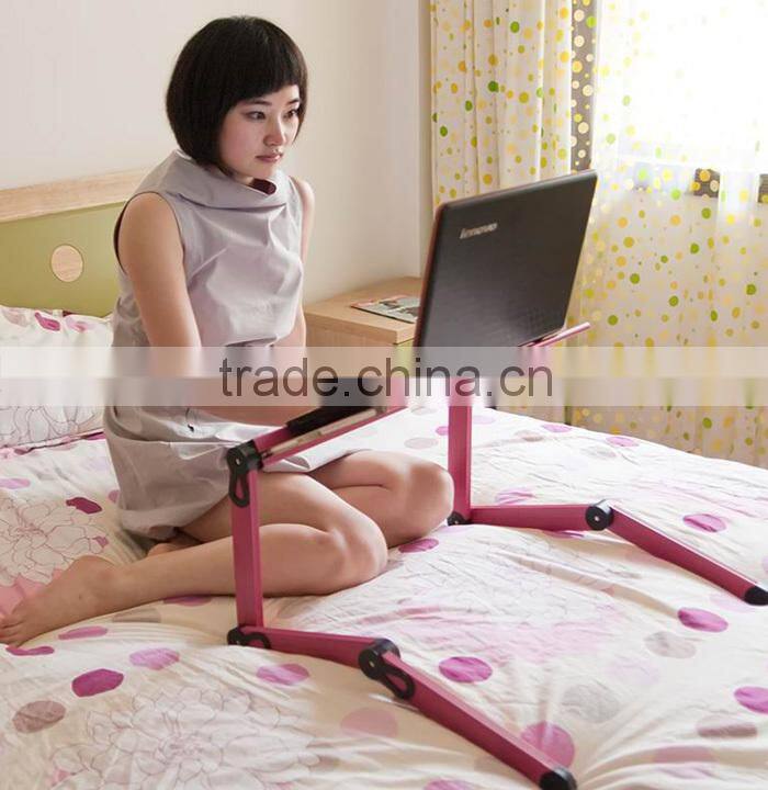 Portable standing desk cooling fan swivel adjustable metal computer table