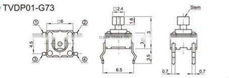 FTVDP01-G73 Micro Switch 6x6x7.3mm PCB Momentary Tactile Tact switch 50mA 12V DC