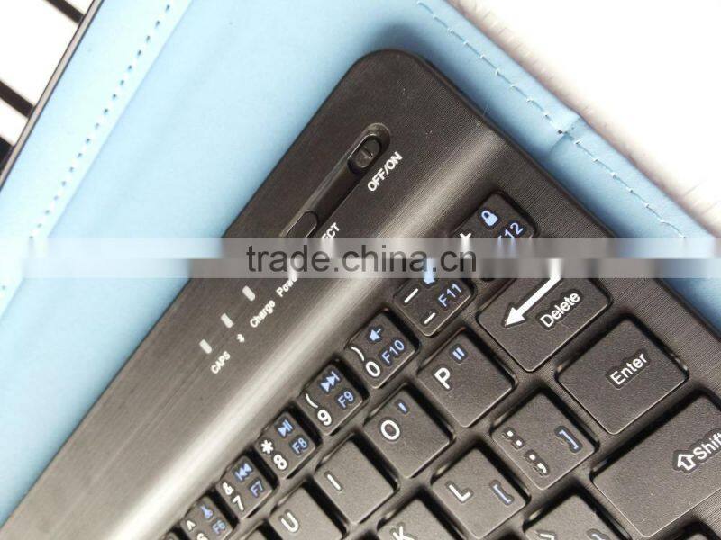 Blue universal wireless buletooth keyboard for Android,IOS,windows tablets,bluetooth leather case keyboard