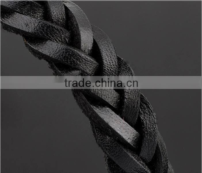 Costume Jewelry Genuine Leather Steel Bracelet