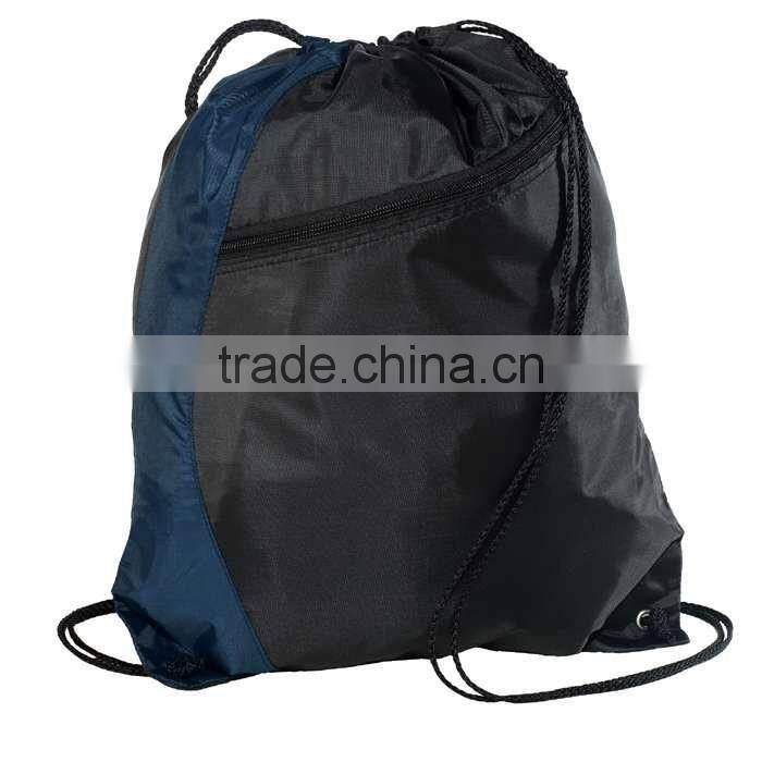 210D Polyester Colorblock Drawstring Backpack