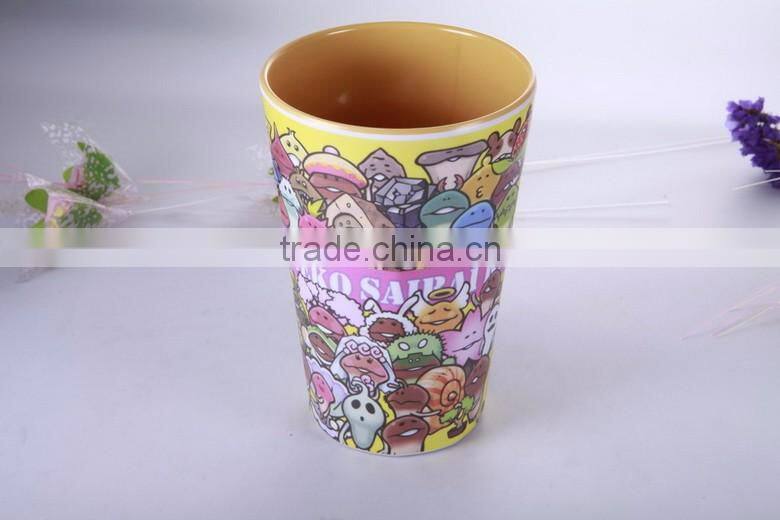 beautiful melamine flower pot with reationary decal, led flower pot