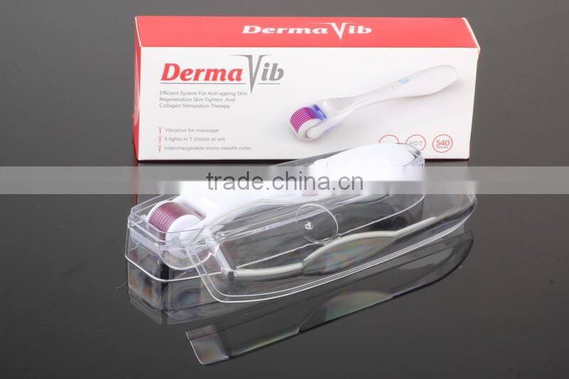 Hot sale 6 in 1 derma roller 540 Needles Micro Needle Roller Multifunction PDT Interchangeable Roller Derma Vib