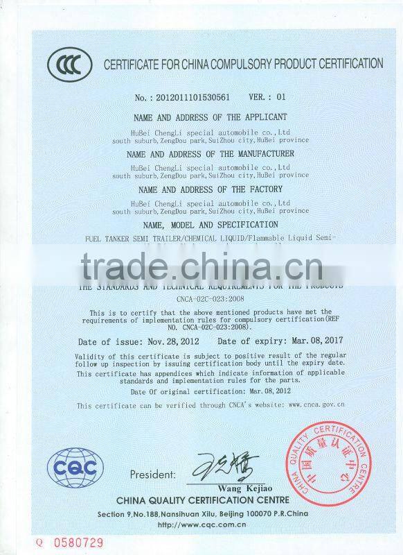 CLW 3 axle Aluminum Alloy Oil Trailer 50000 liter with Shacman Tractor