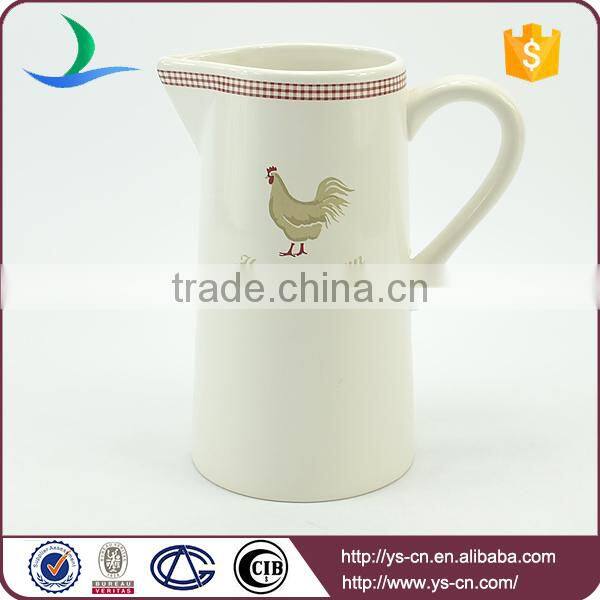 good price with best sale cute cock decal ceramic white jug