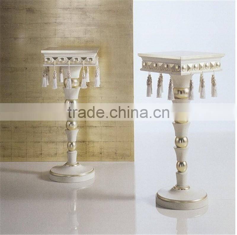 World Precious Tassel Design Telephone Stand, Gold Leaf Pedestal Square Telephone Stand