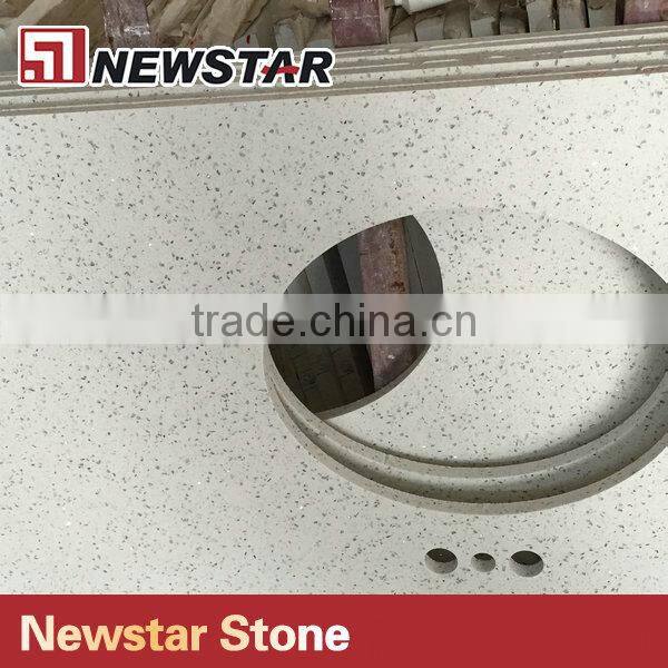 Newstar China Solid surface quartz prefab double sink vanity top